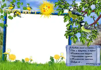 Kesan foto daripada kategori Pelbagai kanak-kanak № 7496. Tulisan pada bingkai: Загадка о синичке